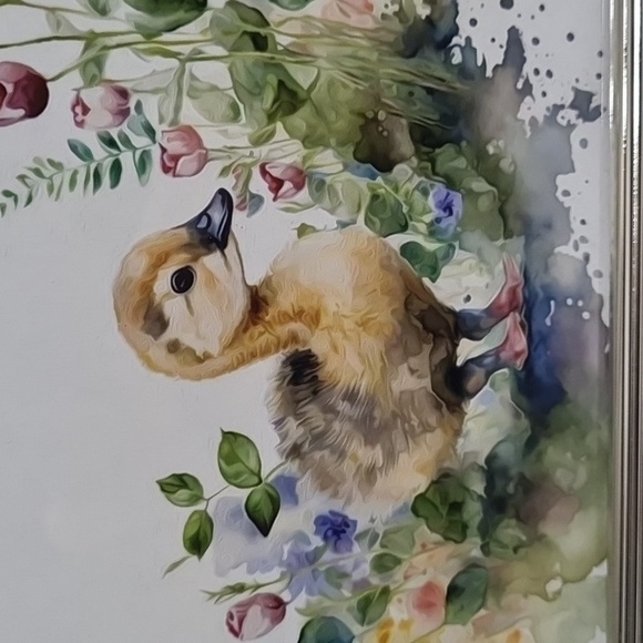 Baby‎ Gosling Floral Oil Painting Watercolor Framed Art Print - Gosling Art - Picture 3 of 8